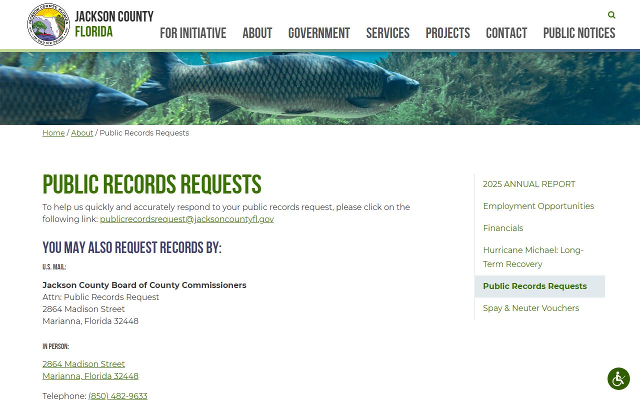 Jackson County public-records request page used to obtain inmate booking records